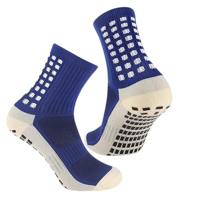 Image of Hi-Tech Performance Athletic Grip Socks for Men & Women Crew Length, Anti-Slip Rubber Grip socks for footballer, Thick Cushion Sports Socks for Running, Gym, Training