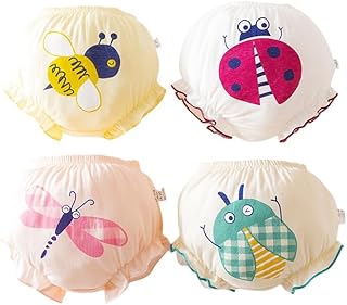 مجموعة من 4 سراويل تدريب على استخدام المرحاض من شو داي للأطفال من الجنسين من القطن القوي الماص للرطوبة، ملابس داخلية ناعمة لطيفة للأطفال من عمر 6 أشهر إلى 6 سنوات البابرز أو حفاضات