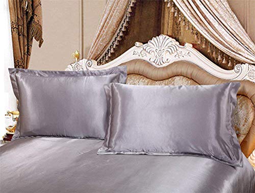 Us Bedding Luxurious Super Soft & Silky Satin Warm(1 Pc Comforter,Silver Grey, King/Cal King) Premium Quality 400 Gsm #TOP4