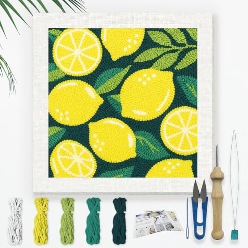 Punch-Nadel Stickset 'Zitrone' 24 cm – Komplettset mit Rahmen