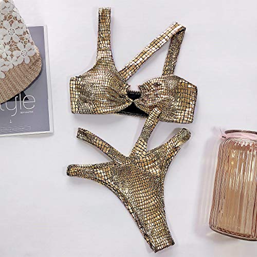 Women's Rave Metalic Snakeskin Print Bikini Set Shiny Bathing Suit Swimsuits Festivals - Image 3
