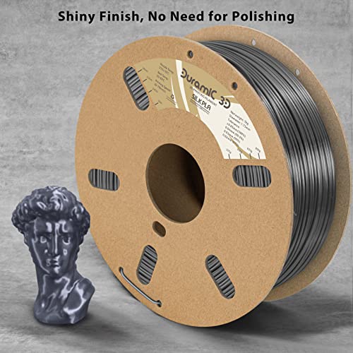 Image of DURAMIC 3D Silk PLA Filament Pure Shinny High Gloss Finish 1.75mm | 3D Printing Filament with Cardboard Spool,No-Tangling Neatly Wound Dimensional Accuracy 99% + /- 0.03mm 1KG Silk Silver