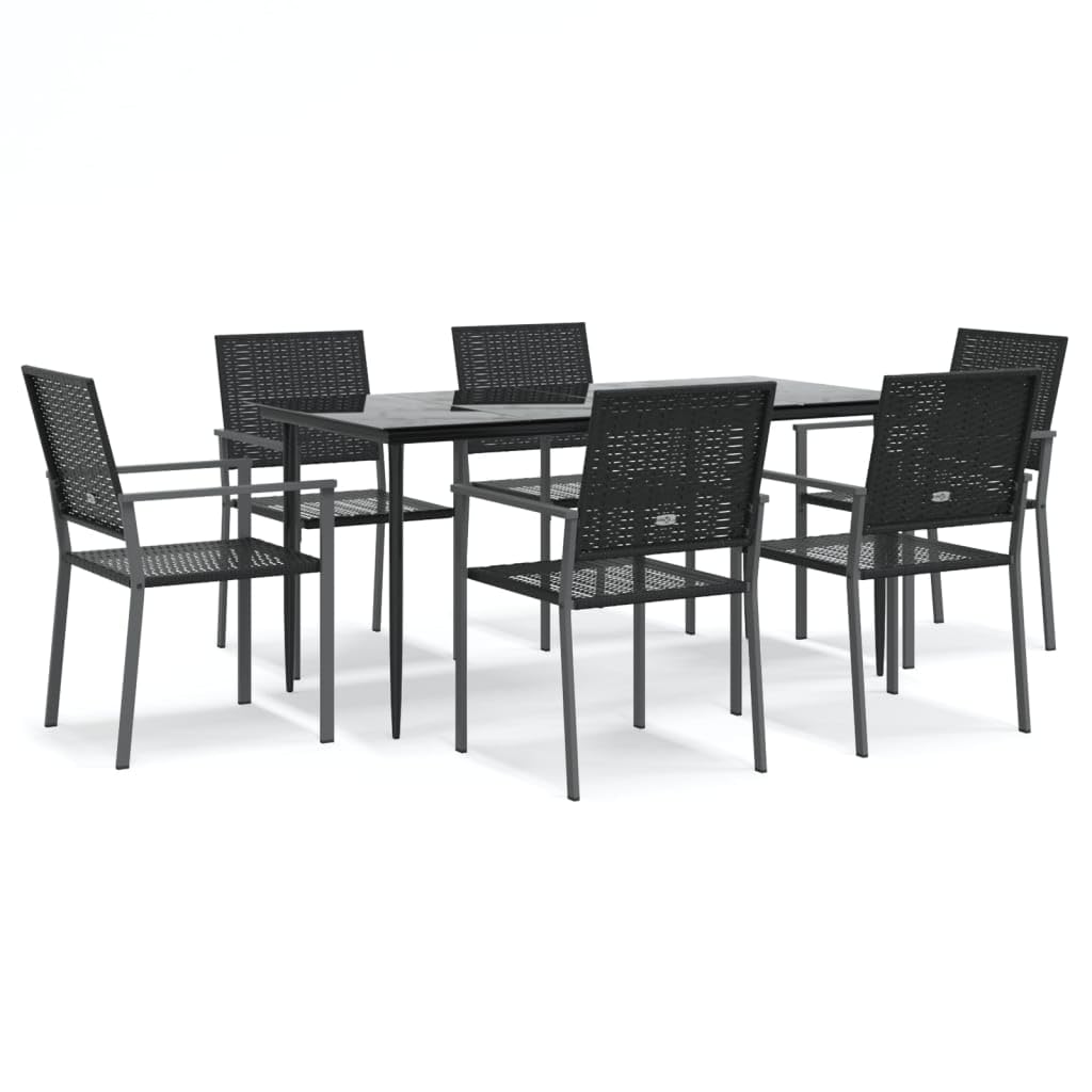 7-TLG. - Juego de muebles de jardín (ratán sintético y acero, 160 x 80 x 74 cm, con 6 sillas, resistente a la intemperie
