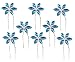 Blue Crystal Hair Pins Flower Bridal Wedding Hair Accessory Rhinestone Center (Set of 8)
