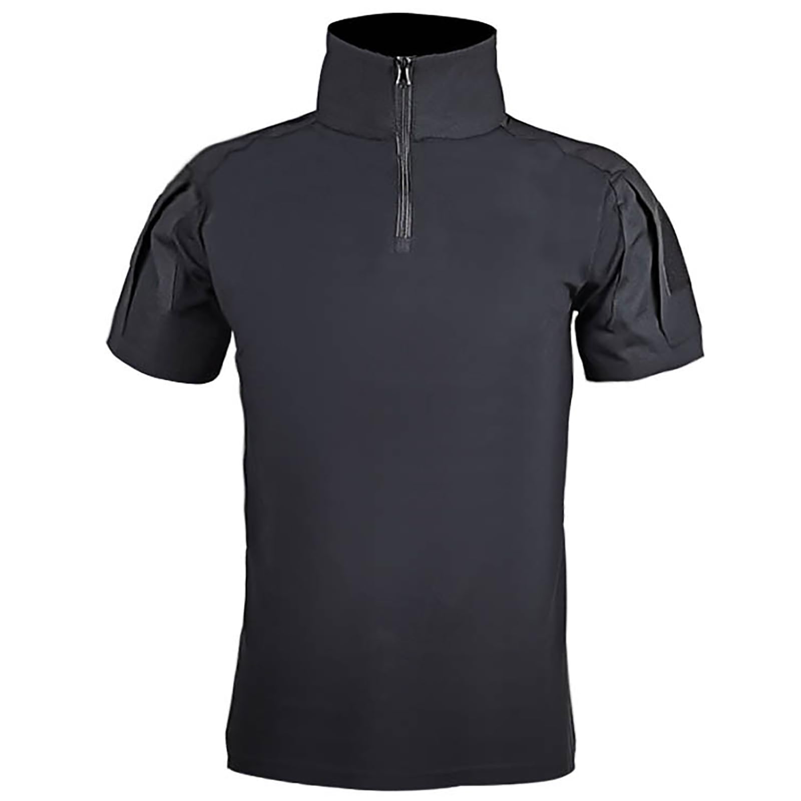 KINROCO Men's Tactical Short Sleeve Shirts Military Shirt Outdoor Combat Shirt with Zipper(Size:3XL,Color:Black)