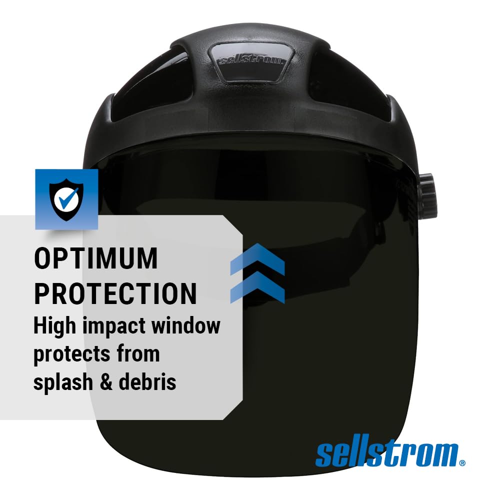 Sellstrom 32050 DP4 Standard Black Crown and Shade 5 IR Window Faceshield with Ratchet Headgear by Sellstrom