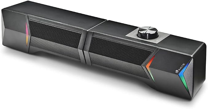 NGS GSX-B1200 - Separable Gaming Soundbar 2.0, Output Power 12 W, RGB Lights, Compatible with Bluetooth 5.0 + Jack Input