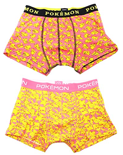 ポケットモンスター ピカチュウ メンズ ボクサーパンツ Mサイズ ２種セット（ちらし ブラック・ぎっしり ピンク）