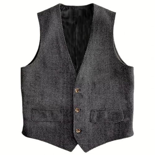 Men Vest Brown Herringbone Single Button Waistcoat Vintage Regular Slim For Wedding Banquet Work Business Suit Vest4