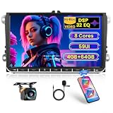 [8 CORE 4G+64G]Inefala Autoradio Android 15 per VW Golf Tiguan Touran Polo Caddy Passat, 9" Touchscreen Stereo Auto Bluetooth con Wireless Carplay Android Auto FM/RDS WiFi GPS DSP SWC MIC Retrocamera