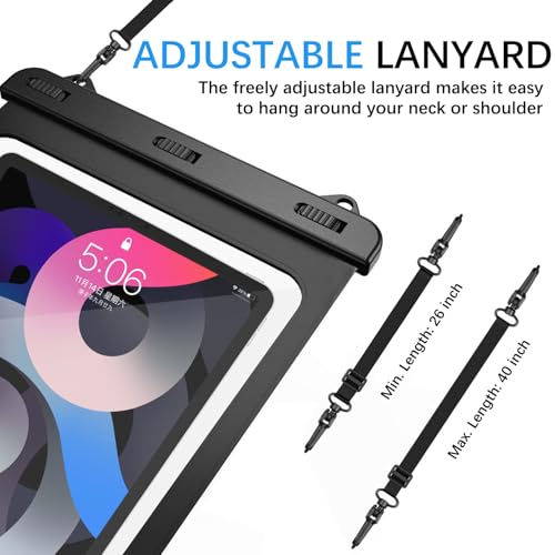 Ynaize Universal iPad Waterproof Case Dry Bag Pouch for IPad Pro 11" iPad Pro 10.5" IPad 11th/10th/9th/8th iPad Air 6/5/4 10.9" New iPad 9.7 Galaxy Tab S10/S9/S8 S10/S9 FE Galaxy Tab A8/A9+/S6 Lite