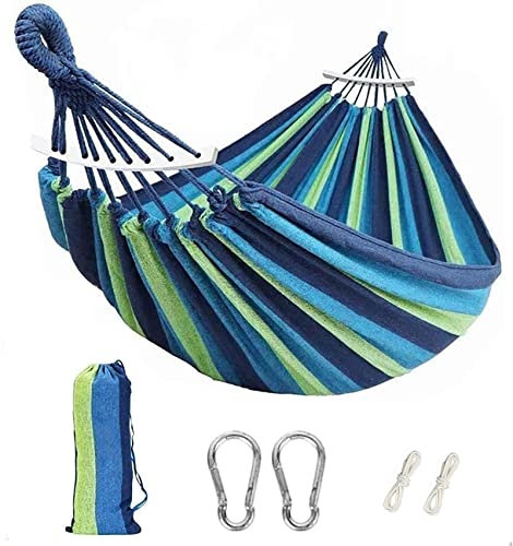 Outdoor Double Hammock, Portable Cotton Canvas Hammock For 2 Person, Max Load Is 450Lbs With Carry Bag, Tree Strap And Rope, Porch, Garden, Outdoor/Indoor, Patio And Backyard For Camping #TOP21