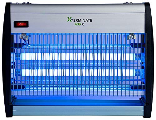 Xterminate XZAP16W Electric Fly Killer Zapper with Bright UV Bulbs, Cleaning Brush & Hanging Chain Included, Wall Mountable, Free Standing or Ceiling Suspended Kills Flies, Bugs, Mosquitoes and Wasps