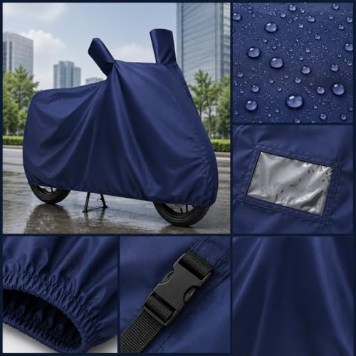 Image of Sulfar Water Resistant Universal Bike Cover UV Protection & Dustproof Bike Body Cover for Royal Enfield Bullet Bike (Navy Blue)