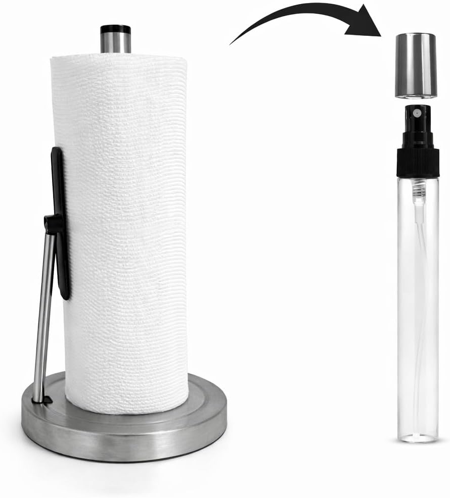 Paper Towel Holder with Spray Bottle Home Goods Guru DiscreetPro Stainless Steel
