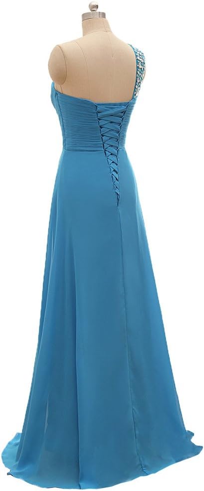 NOVIA Women's One Shoulder Chiffon Floor-Length Evening Formal Prom Dresses Long