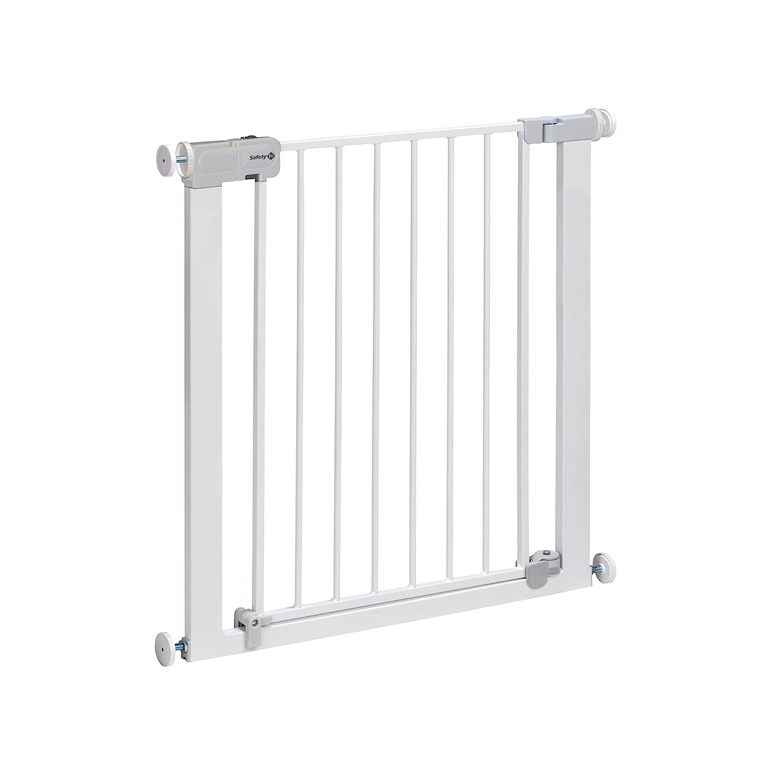 Safety 1st Auto Close Gate, Treppenschutzgitter ohne Bohren, 73–80 cm (max. 136 cm erweiterbar), automatisch schließendes Türschutzgitter, mit einer Hand öffnen, kein Bohren, Zweifachsicherung, Weiß