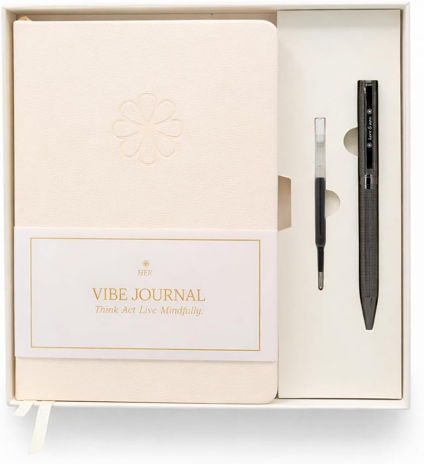 Guided Journal for Women Gift Set | 13-Week Self-Reflection & Mindfulness Practice for Self-Care, Gratitude & Personal Growth | Daily Prompts & Exercises | Brass Pen | A5 Vegan Leather | Gift Box