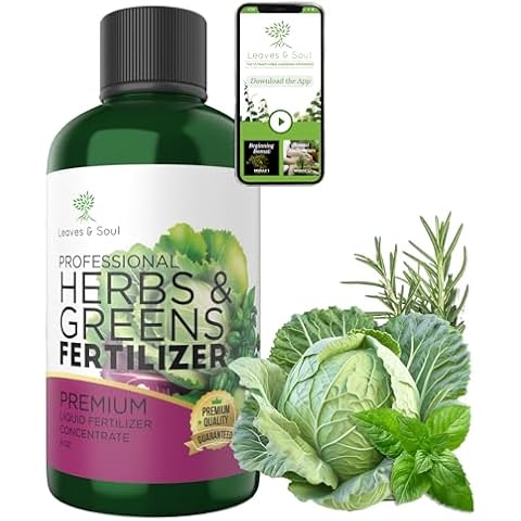 LEAVES AND SOUL Professional Liquid Herbs and Greens Fertilizer | 5-1-5 Concentrate, Liquid Plant Fertilizer for Garden, Healthy Produce, Good Harvest, Multi-Purpose Blend & Gardening Supplies | 8 oz Cover