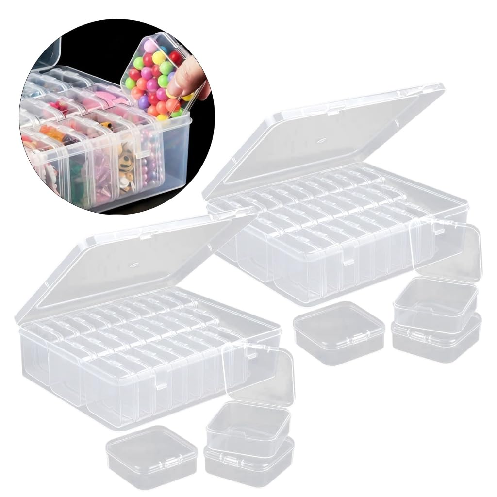 Scatola portaoggetti trasparente con 30 scomparti, design alla moda, salvaspazio, portatile, per gioielli, perline e forniture per ufficio, uso quotidiano