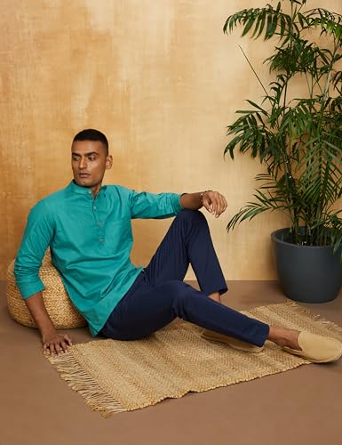 Image of Amazon Brand - Symbol Men's 100% Cotton Solid Short Length Casual Kurta - Regular Fit (Available in Plus Sizes)