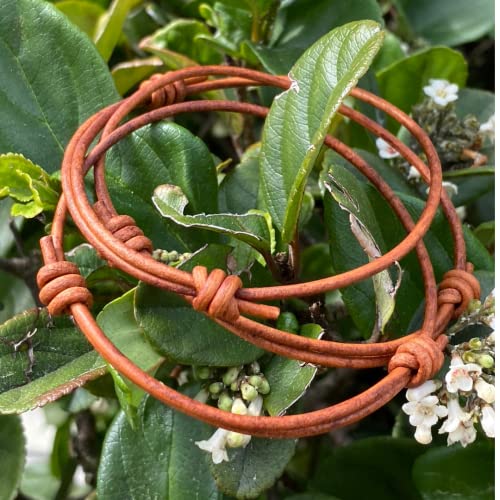 Pulsera de cuero genuino 2 mm para hombre ajustable miniatura 6