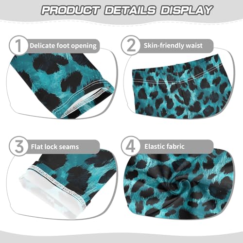 ALAZA Girls' Leggings Children's Yoga Pants Skinny Printed Dance Aqua Black Leopard Comfortable 4T2