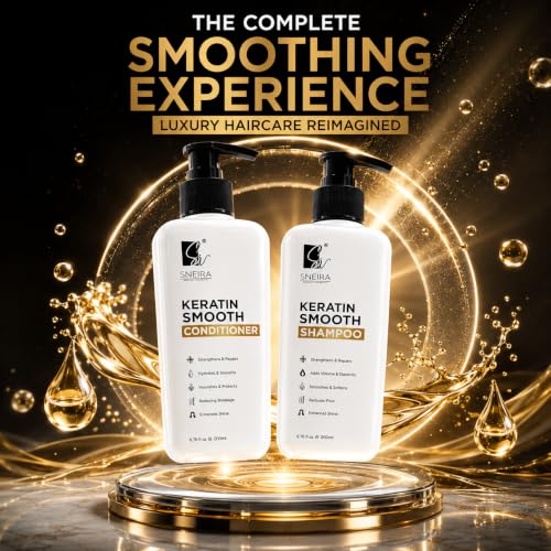 Image of Keratin Smooth Shampoo & Conditioner Combo 400ml, Intense Repair & Frizz Control,Silky, Strong & Healthy Hair, Repair for Reducing Hair Loss & Breakage, Upto 95% stronger hairs Silicone-free