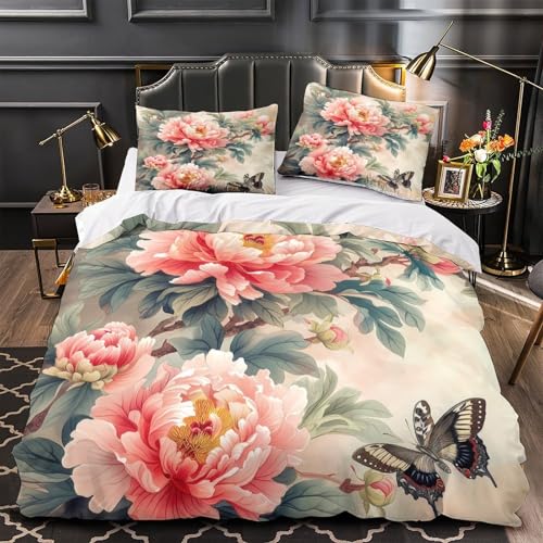 Housse de couette pivoines 3D pour une chambre zen et douce - 2