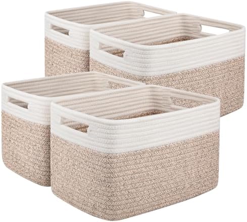 OIAHOMY 4 Pack Storage Baskets for Organizing, Basket for Shelves...