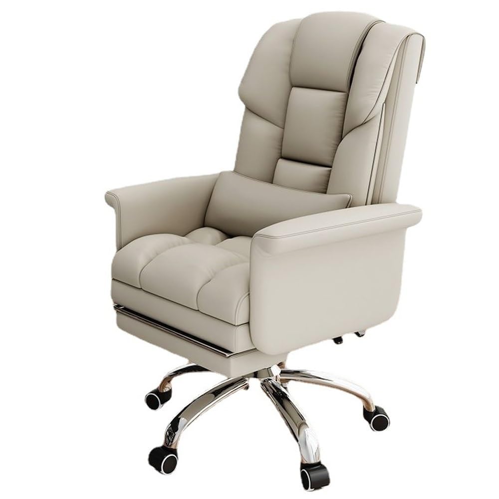 HTTGDGDH Ergonomic High Back Reclining Office Chair With Footrest Padded Armrests Pu Leather Swivel Executive Chair For Home Office Comfortable Study Seating,