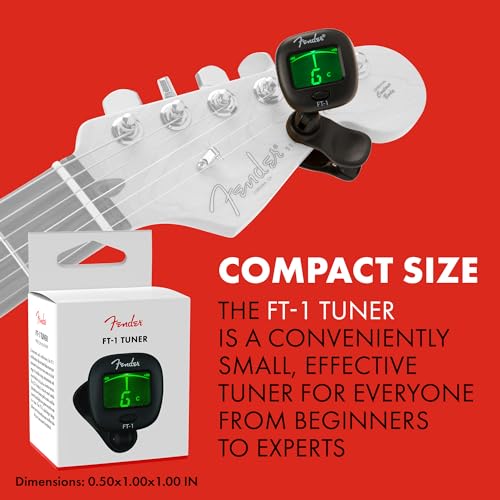Image of Fender FT-1 Professional Guitar Tuner Clip On, with 1-Year Warranty, Full-Range Chromatic Guitar Tuner with Dual-Rotating Hinges, A4 Calibration