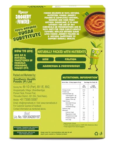 Image of Manna Jaggery, Gur, Gud Powder, Healthy Sugar Substitute Natural Sweetener, No Chemicals, No Additives, No Preservatives