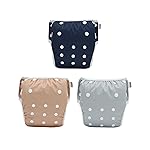 ALVABABY Large Cloth Swim Diaper 3pcs Baby/Toddler/Infant Snap Reusable Adjustable Swimming Diaper Baby Boy and Girl 3ZSWY73A