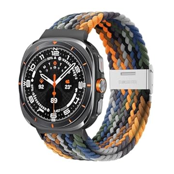 BandRain Pulseira trançada elástica compatível com Samsung Galaxy Watch 7 Ultra de 47 mm, pulseira esportiva de nylon elástica de substituição para smartwatch para Samsung Watch Ultra 2024 masculina e