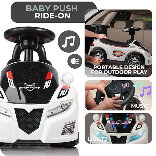 Kids First Step Baby Ride on & Car with Music & Multicolor Lights | Steering Control & Under Seat Storage | Push Car for Baby with Backrest | Ride on for Kids 1 to 3 Years (White) - Image 3
