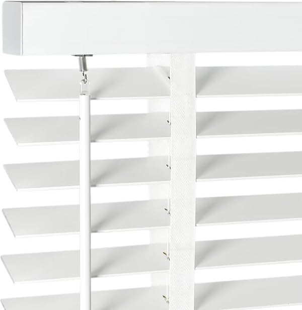 Persianas de Madera Sólida Sin Cuerdas de 2" para Ventana Interior, 22.5" Ancho x 36" Alto Blanco | Persianas de Tilo Real de Madera Blackout Horizontales, Fáciles de Instalar para Ventanas Interiores del Hogar