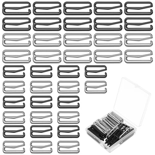 40 Stück BH-Ringe Schnallen, Dessous Verstellbare Ringe Schiebehakenverschluss, 20 mm 25mm Metall-BH-Träger-Clip für Badeanzüge, BH, Slip-Kleider,...
