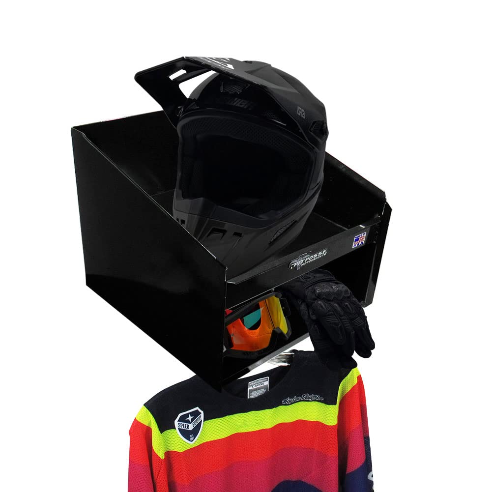 Pit Posse 447BK Single Helmet Storage Cabinet Aluminum Enclosed Race Trailer Shop Garage Storage Organizer in Black-Made in USA