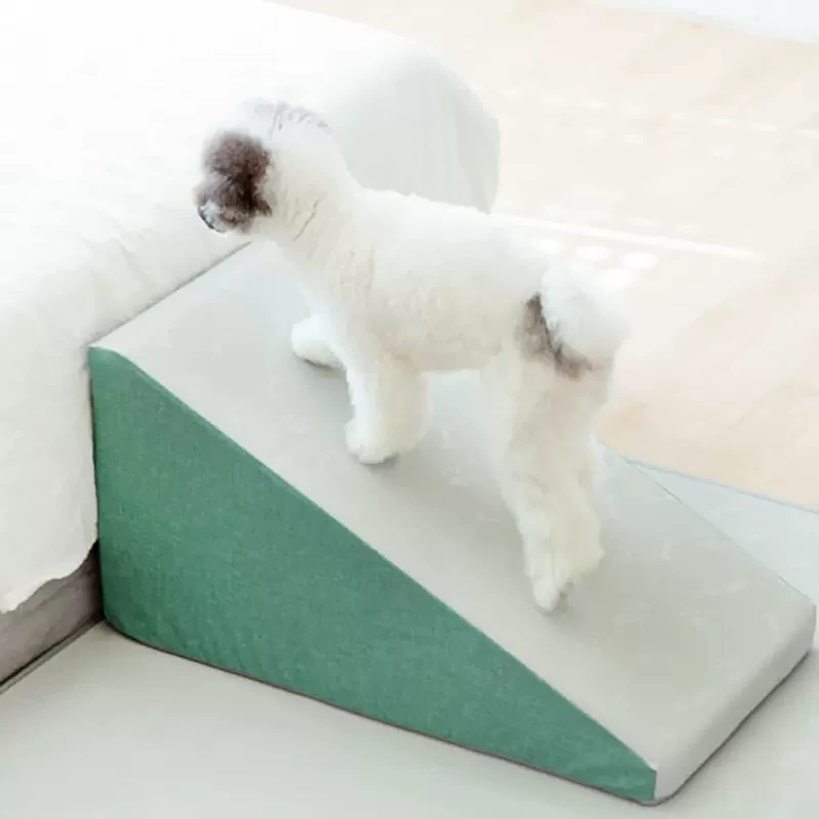 NEDOES Rampa para Perros de 14 Pulgadas de Alto, Pendiente de Espuma para Cachorros para Mascotas pequeñas y Medianas/Gatitos/Cachorros, sofá de fácil Subida/Escalera de Noche (Green)