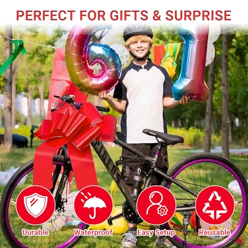 Kievano 58 cm / 23 Zoll Riesige Rote Fahrzeug-Geschenkschleife mit Saugnäpfen – XXL Auto Schleife für Hochzeit, 18. Geburtstag & Weihnachten