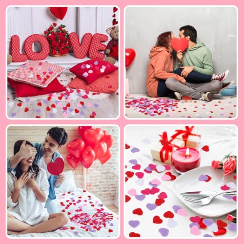 Image of MARFOREVER Valentine's Day Felt Hearts Confetti Heart Decorations Confetti | Valentine Foam Confetti, Romantic Heart Shape Sprinkles Scatter, for Wedding Valentines Mothers Day Party Supplies DIY Crafts