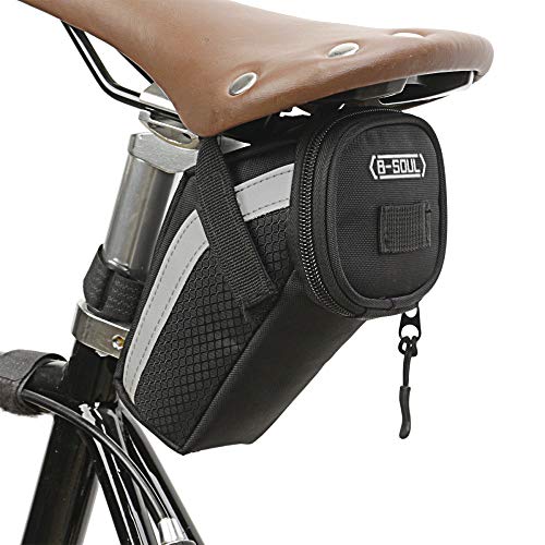 Bolsa Bicicleta Impermeable, cinturón reflectante Bolsa de sillín ,bolsa de marco?Resistente al Agua al Aire Libre Ciclismo Montaña Bicicleta Asiento Trasero Paquete Bolsa de Almacenamiento -Negor