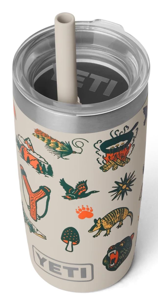 YETI Rambler 10 oz (295 ml) Jr Kids Tumbler, Vacuum Insulated Stainless Steel Tumbler with Silicone Straw Lid, Cape Summer Camp