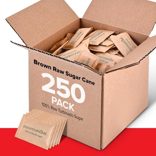 Image of Stock Your Home Bulk Sugar Packets, 250 Count, Turbinado Raw Sugar