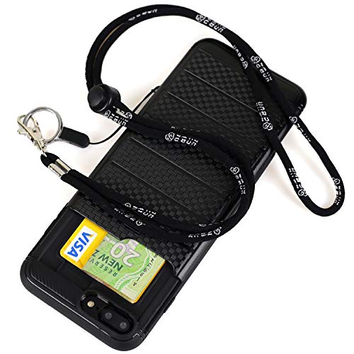 iPhone 8 Plus Case with Lanyard | iPhone 7 Plus Case with Lanyard Hole | Wear Long Strap for Around The Neck Like Necklace (7/8Plus 5.5 Inch Black)