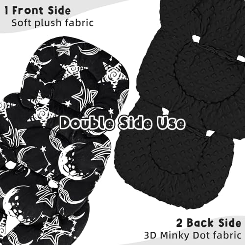 Image of GFU Infant Car Seat Insert Head and Body Support, Reversible Newborn Insert for Carseat with Strap Pads, Soft Stroller Cushion Pillow Insert for Boys and Girls, Fits for Stroller, Swing, Black Star