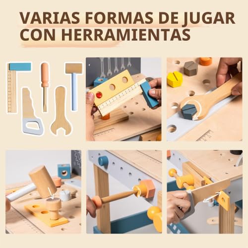 Banco de carpintero infantil de madera Robud con acabados redondeados 4