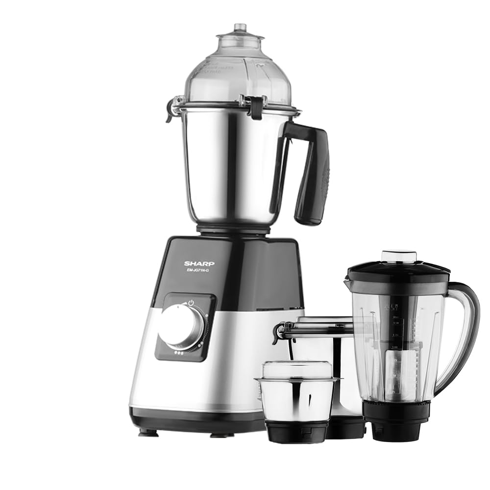 SHARP Juicer Mixer Grinder 750W Powerful Copper Motor I 3 speed + Pulse I 4-Jar I Auto cut-off I Leakproof and Airtight Lid I Stainless Steel Blade I 2024 Model I JAPAN Quality I EM-JG71N-G I Silver-image-27