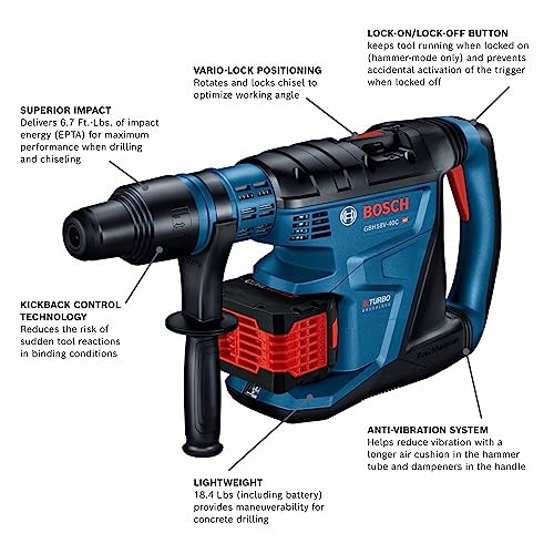 Image of BOSCH GBH18V-40CK27 PROFACTOR 18V Connected-Ready SDS-max 1-5 /8 In. Rotary Hammer with (2) CORE18V 12 Ah High Power Batteries